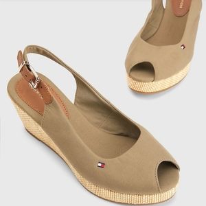 NWT Tommy Hilfiger Iconic Elba Organic Cotton Wedges Espadrille Sandals Shoes